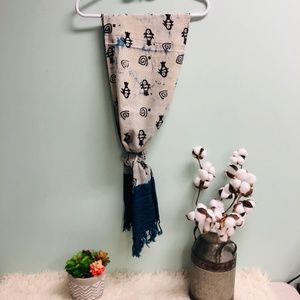 Art Studio Fringe Scarf: Fish | Indigo